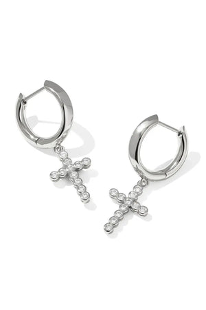 Kendra Scott Cross Crystal Huggie Earrings