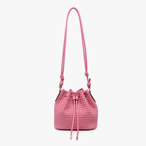 Jen & Co Bubblegum Pink Elliana Woven Bucket Bag w/ Drawstring