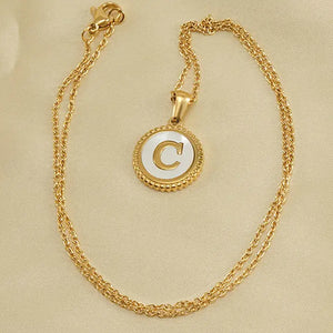 18k Gold Stainless Steel Shell Initial Necklace