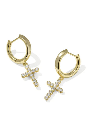Kendra Scott Cross Crystal Huggie Earrings