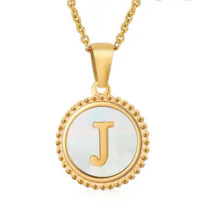 18k Gold Stainless Steel Shell Initial Necklace