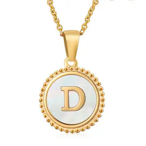 18k Gold Stainless Steel Shell Initial Necklace