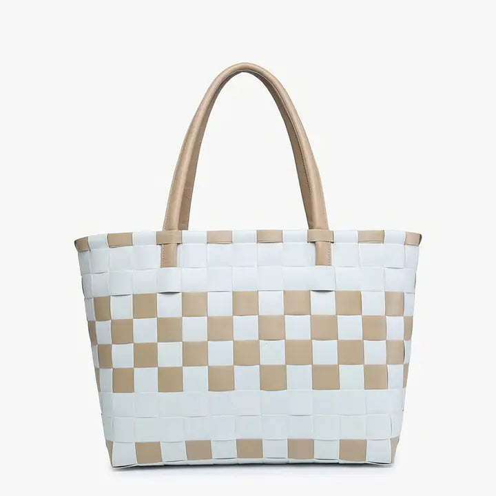 Jen & Co Abigail Basketweave Tote W/ Leather Straps