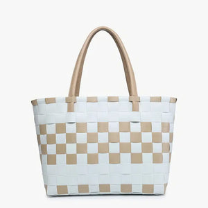 Jen & Co Abigail Basketweave Tote W/ Leather Straps