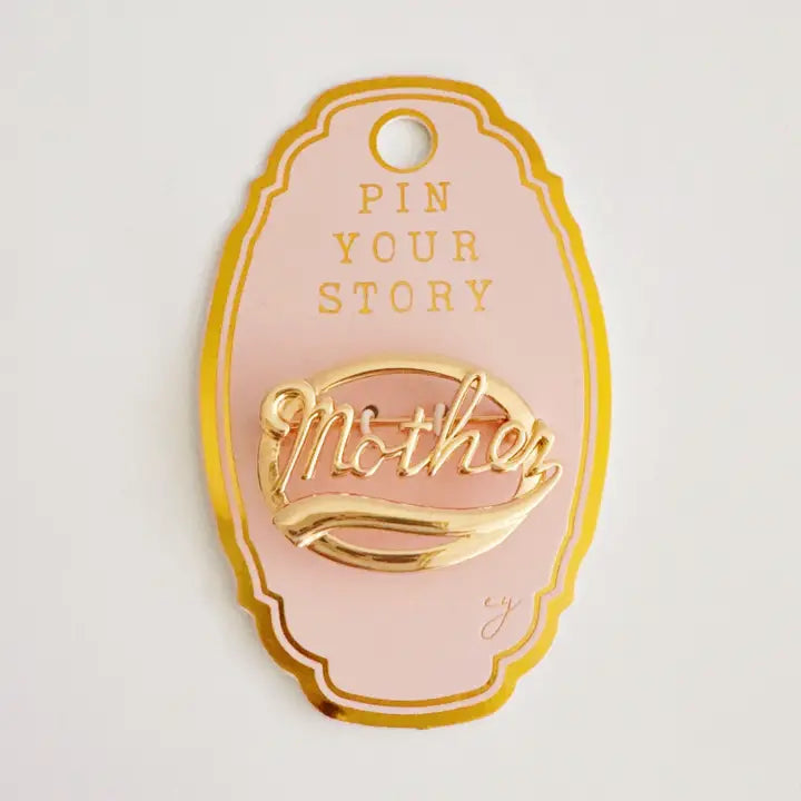 Gold Retro Mother Brooch