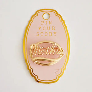 Gold Retro Mother Brooch