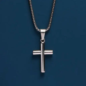 Stainless Steel Medium Bamboo Cross Necklace