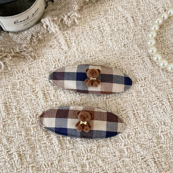 Baby Bear Plaid Hair Barrette