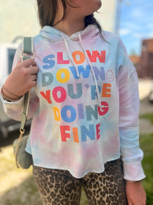 Slow Down Cropped Tie Dye Hoodie