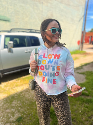 Slow Down Cropped Tie Dye Hoodie