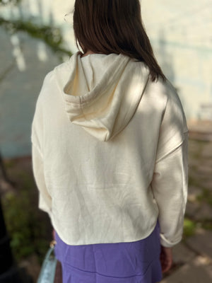 Life Is Good Cream Cropped Hoodie