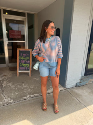 Risen Light Wash Tummy Control Mid Length Shorts