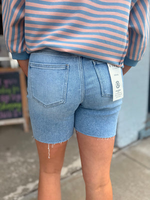 Risen Light Wash Tummy Control Mid Length Shorts