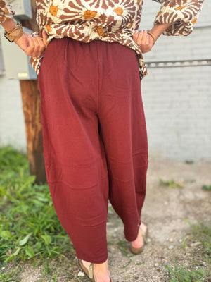 Braided Waist Casual Barrel Pant