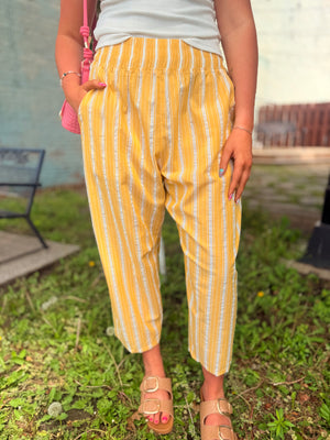 Oddi Yellow Striped Relaxed Pants