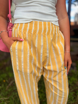 Oddi Yellow Striped Relaxed Pants