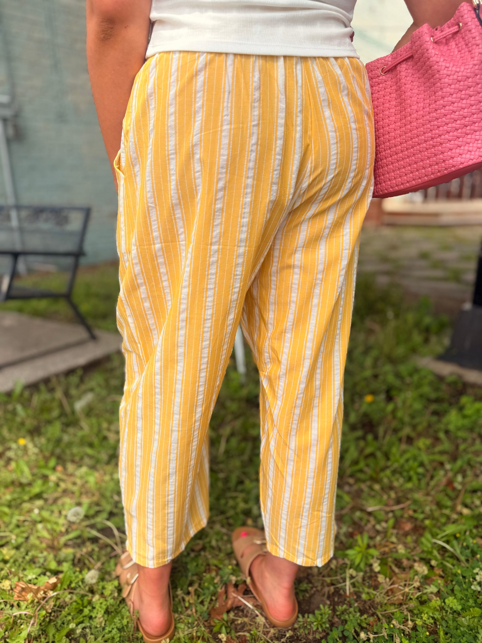 Oddi Yellow Striped Relaxed Pants