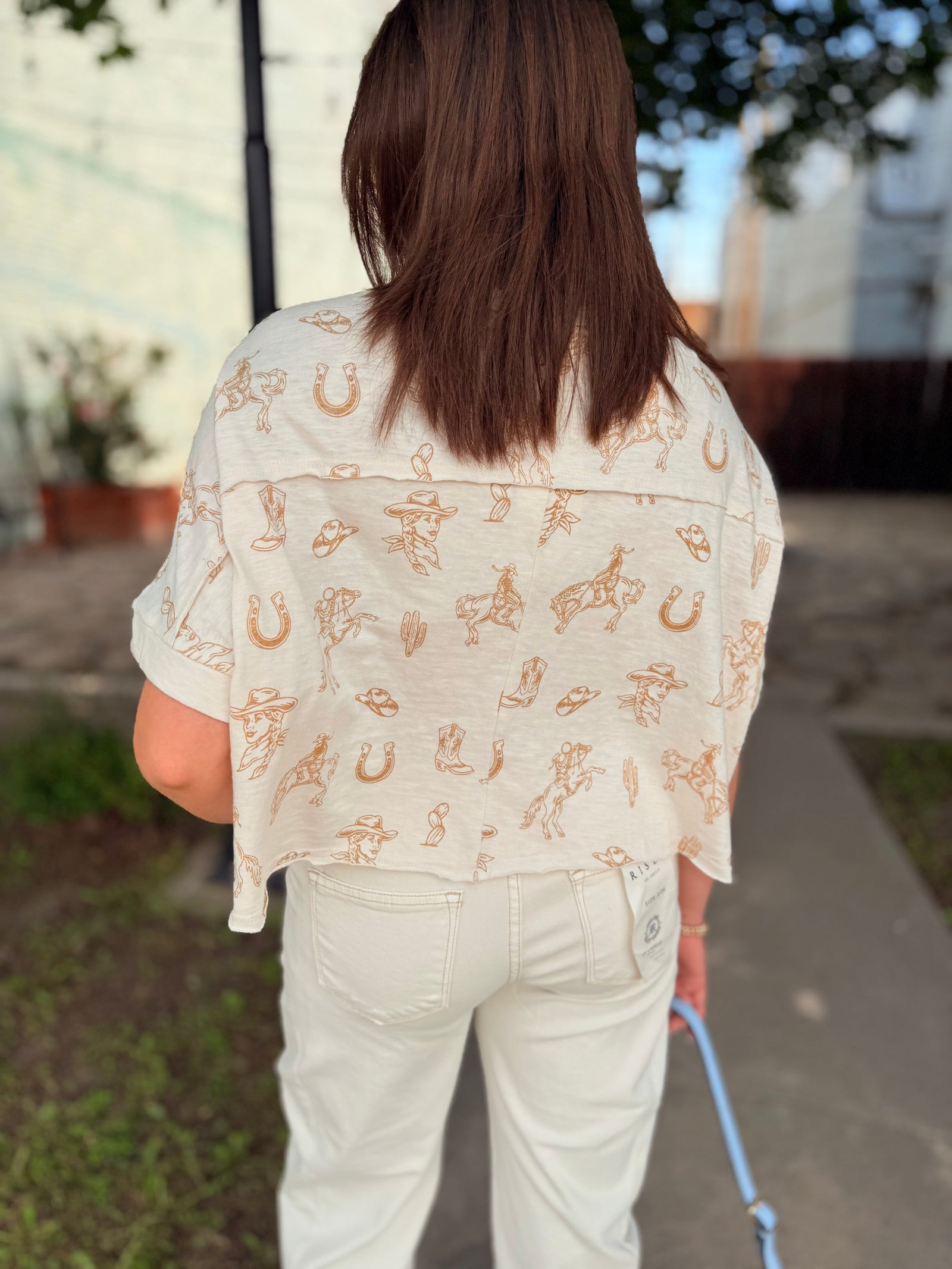 Very J Camel Western Graphic Top