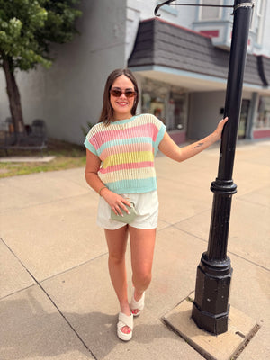 Sage + Fig Pastel Boardwalk Knit Top
