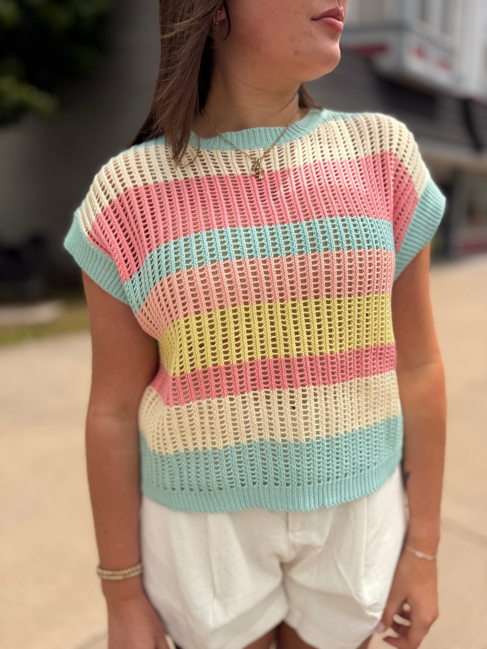 Sage + Fig Pastel Boardwalk Knit Top
