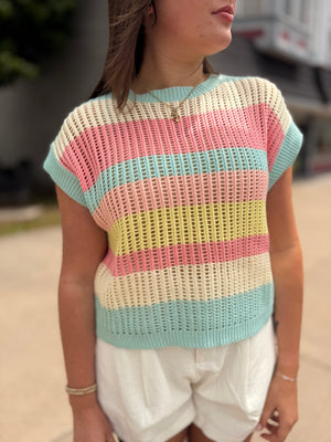 Sage + Fig Pastel Boardwalk Knit Top