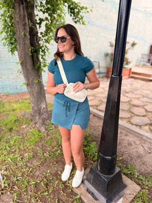 Hyfve Teal Wrap Front Skort