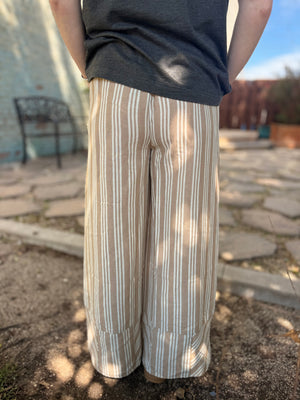 Easel Khaki Striped Wide Leg Pant w/ Tie