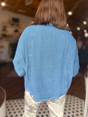 Textured Button Up Denim Shacket