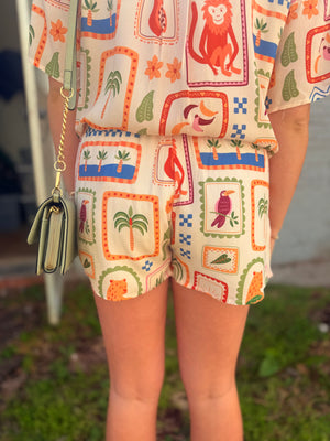 Sage + Fig Tropical Tile Shorts