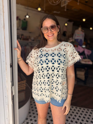 Easel Natural Crochet Top