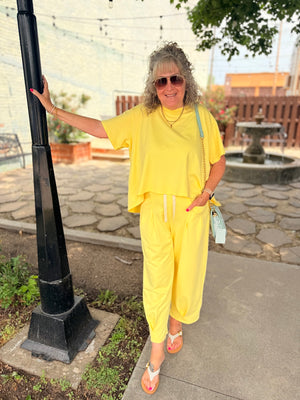 Davi + Dani Yellow Washed Pleat Detail Top