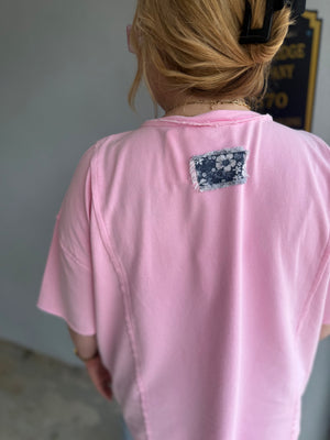 Sage + Fig Pink Free Spirit Patchwork Floral Top