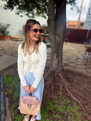 Sewn + Seen Blue Gingham Pants w/ Ruffle Hem