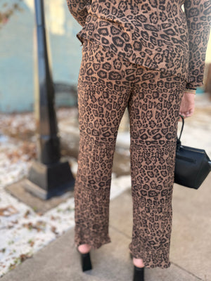 Mocha Leopard Pleated Bottoms
