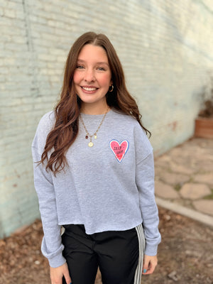 Self Love Gray Cropped Crewneck