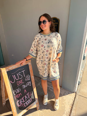 Easel Signature Print Waffle Knit Dress