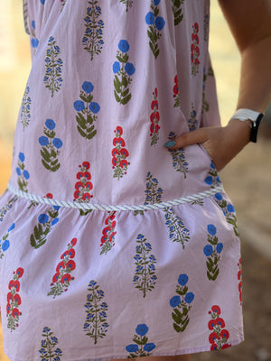 Lilac Pink Ruffle Sleeve Floral Mini Dress