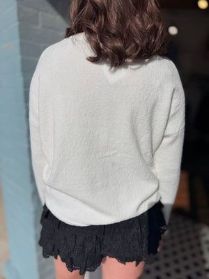 Solid Crewneck Button Down Cardigan