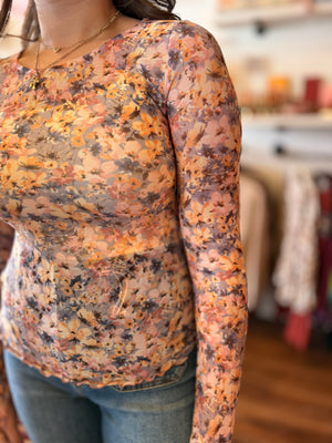 Pink + Lavender Mix Floral Mesh Top