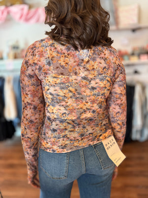 Pink + Lavender Mix Floral Mesh Top