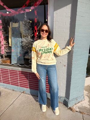 Cream Lucky Charm Printed Sweatshirt