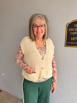 Doe & Rae Ivory Chunky Stitch Sleeveless Sweater