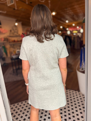 Doe & Rae Grey Cotton Tie Side Dress