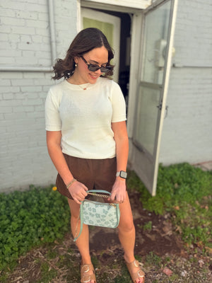 Staccato Off White Knit Short Sleeve Sweater