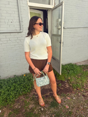 Staccato Off White Knit Short Sleeve Sweater