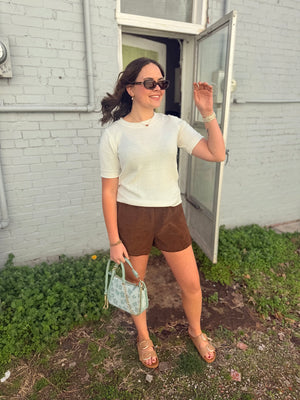 Staccato Off White Knit Short Sleeve Sweater