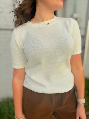 Staccato Off White Knit Short Sleeve Sweater