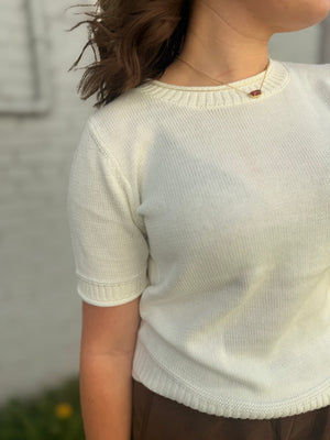 Staccato Off White Knit Short Sleeve Sweater