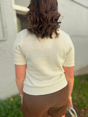Staccato Off White Knit Short Sleeve Sweater