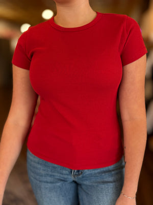 Hyfve Basic Ribbed Short Sleeve Top